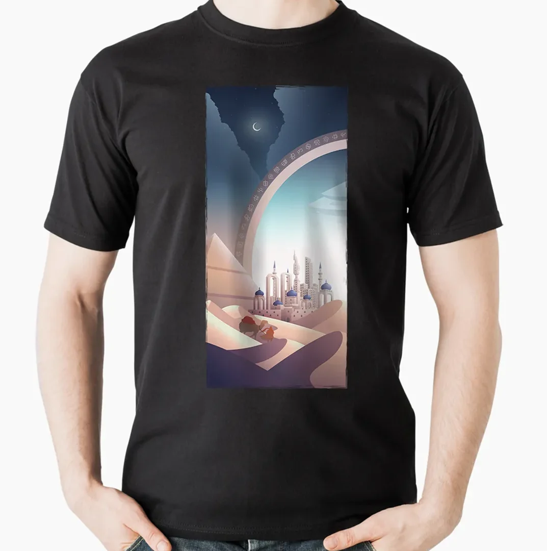 SciFi tričko púštne mesto s hviezdnou bránou