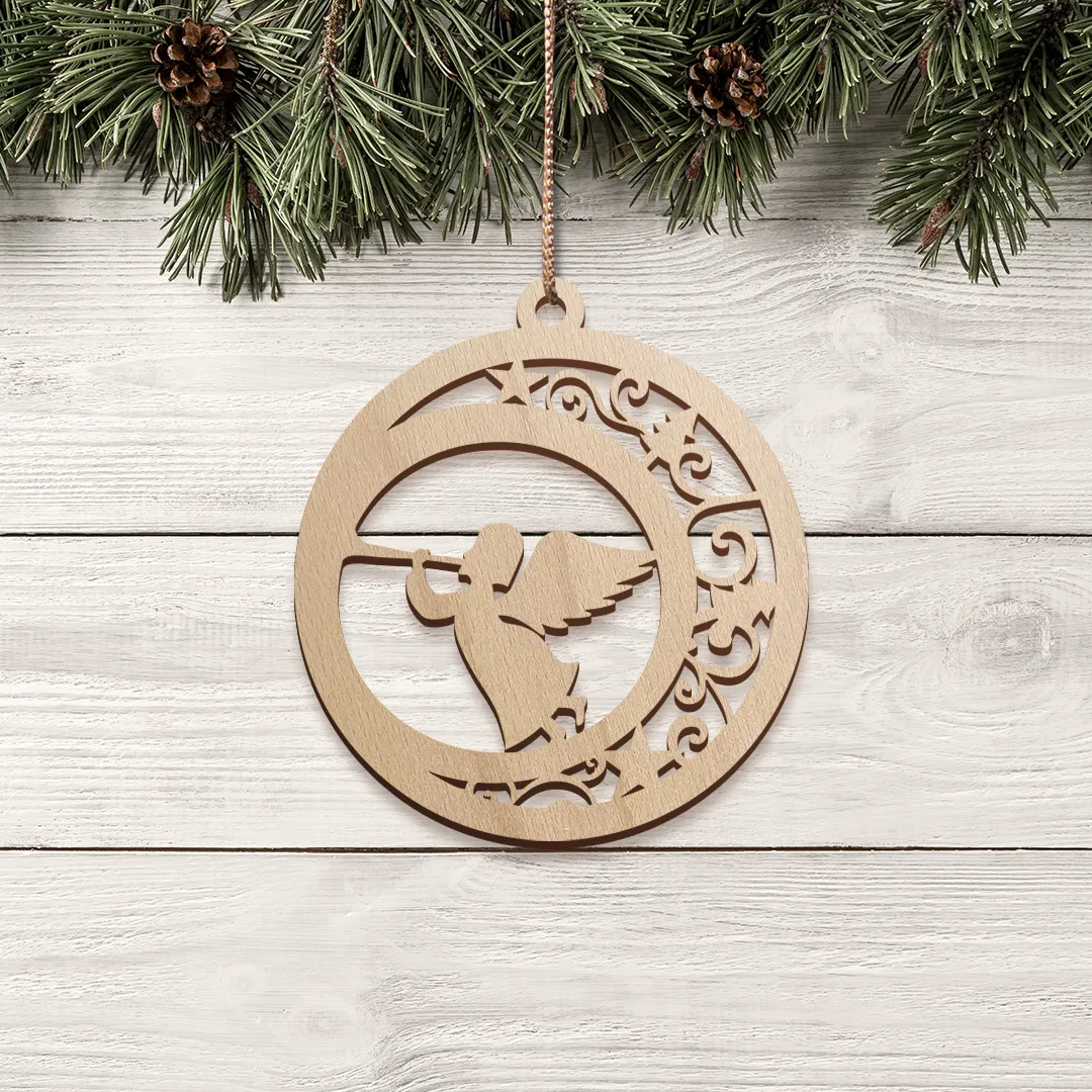 Drevená dekorácia na stromček s Anjelom