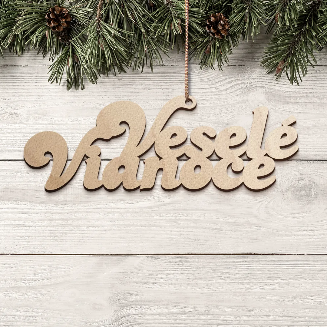 Drevená ozdoba Veselé Vianoce