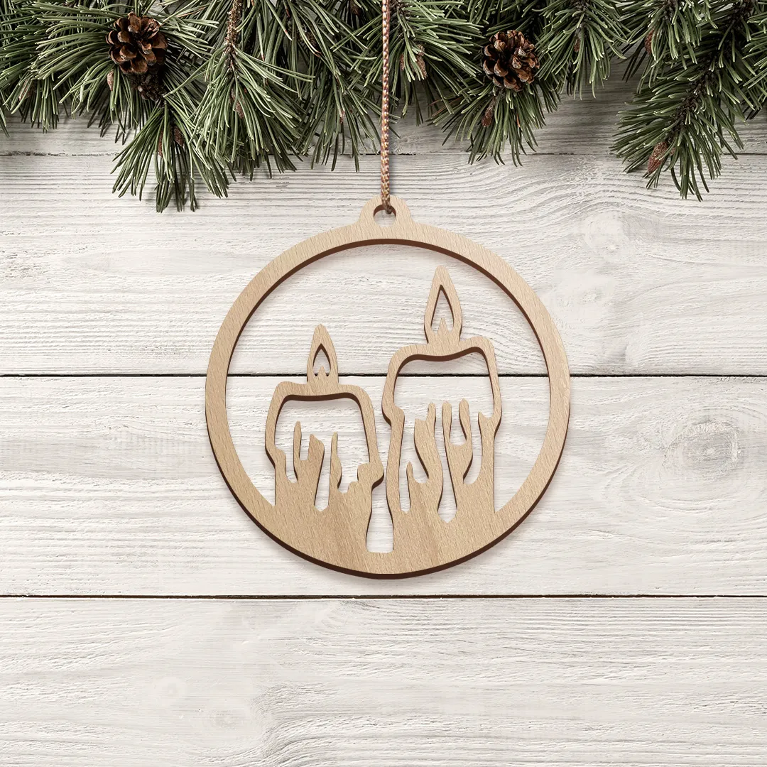 Drevená ozdoba na stromček so sviečkami