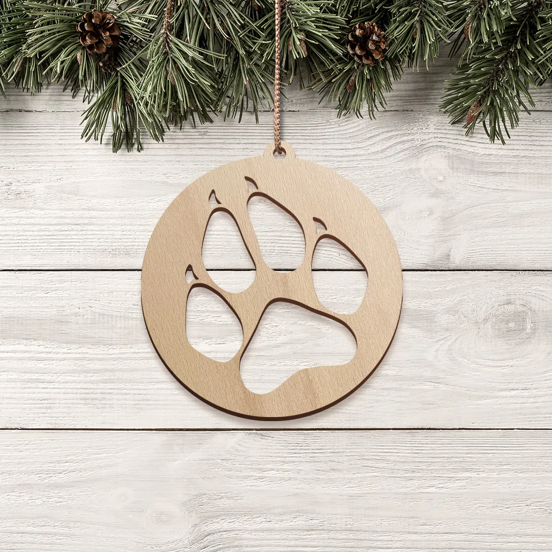 Drevená ozdoba so psou labkou