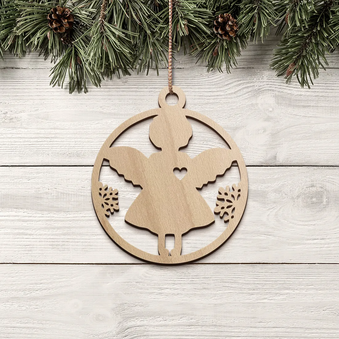 Drevená vianočná ozdoba s anjelom