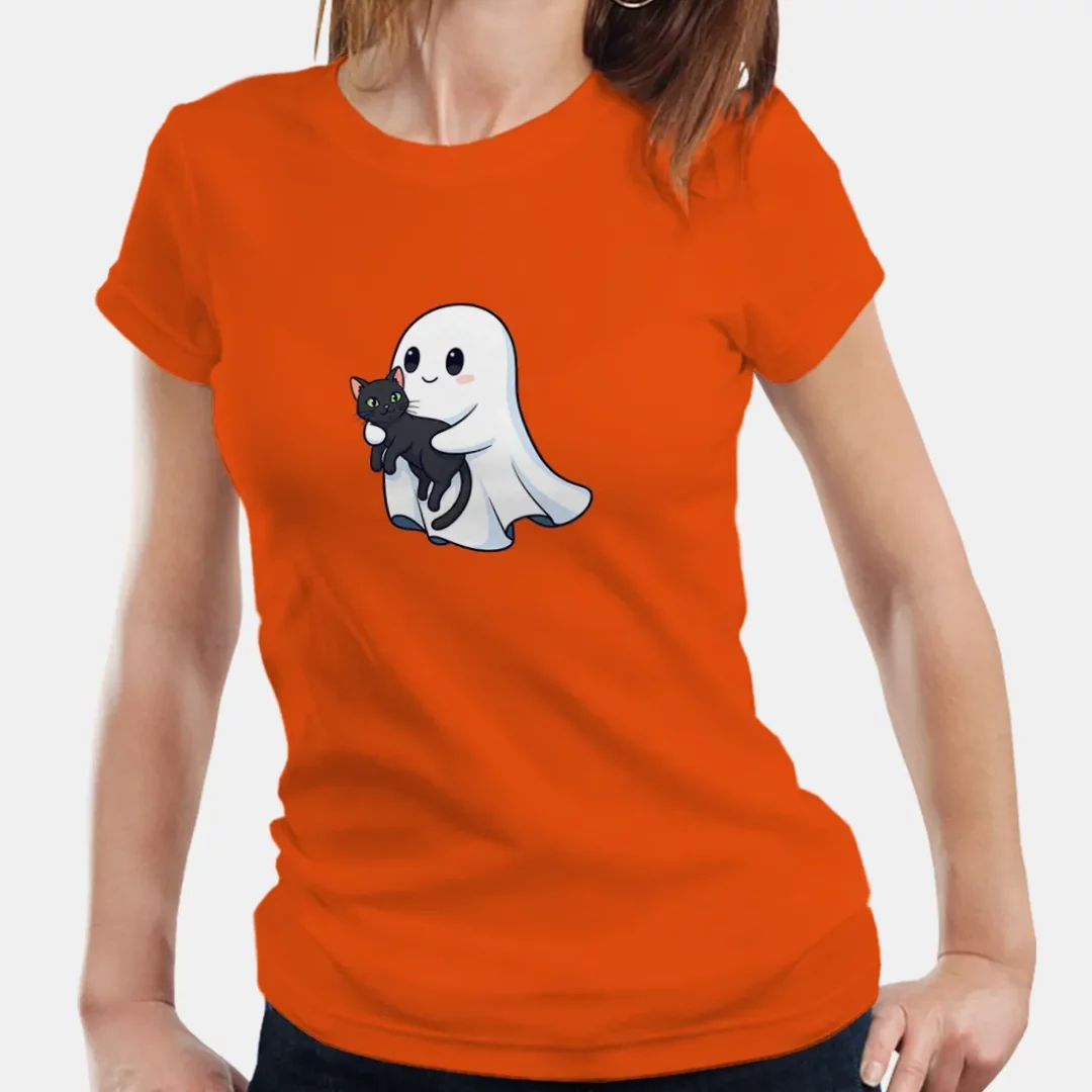Duch s mačkou Halloween tričko