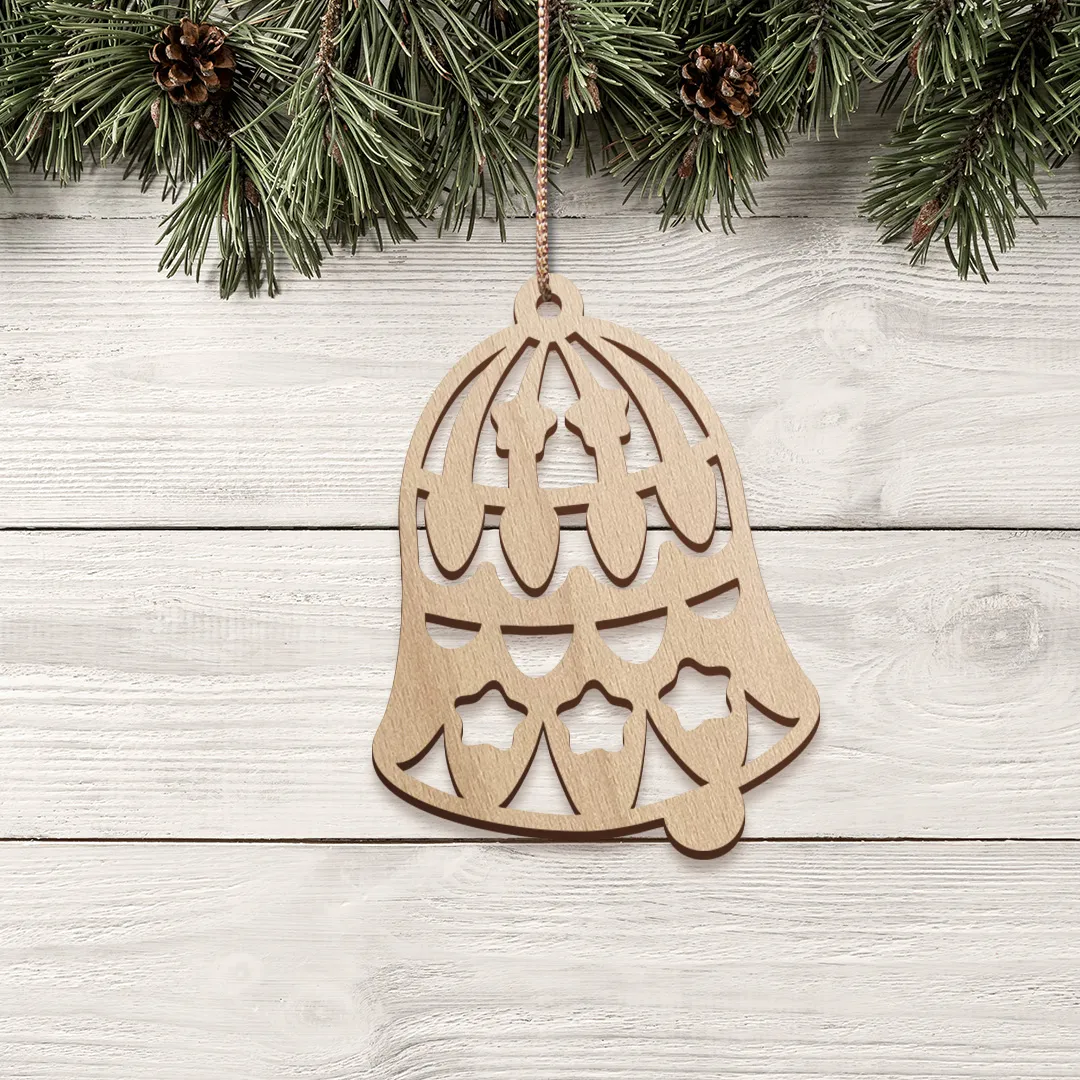 Vianočná drevená dekorácia so zvončekom