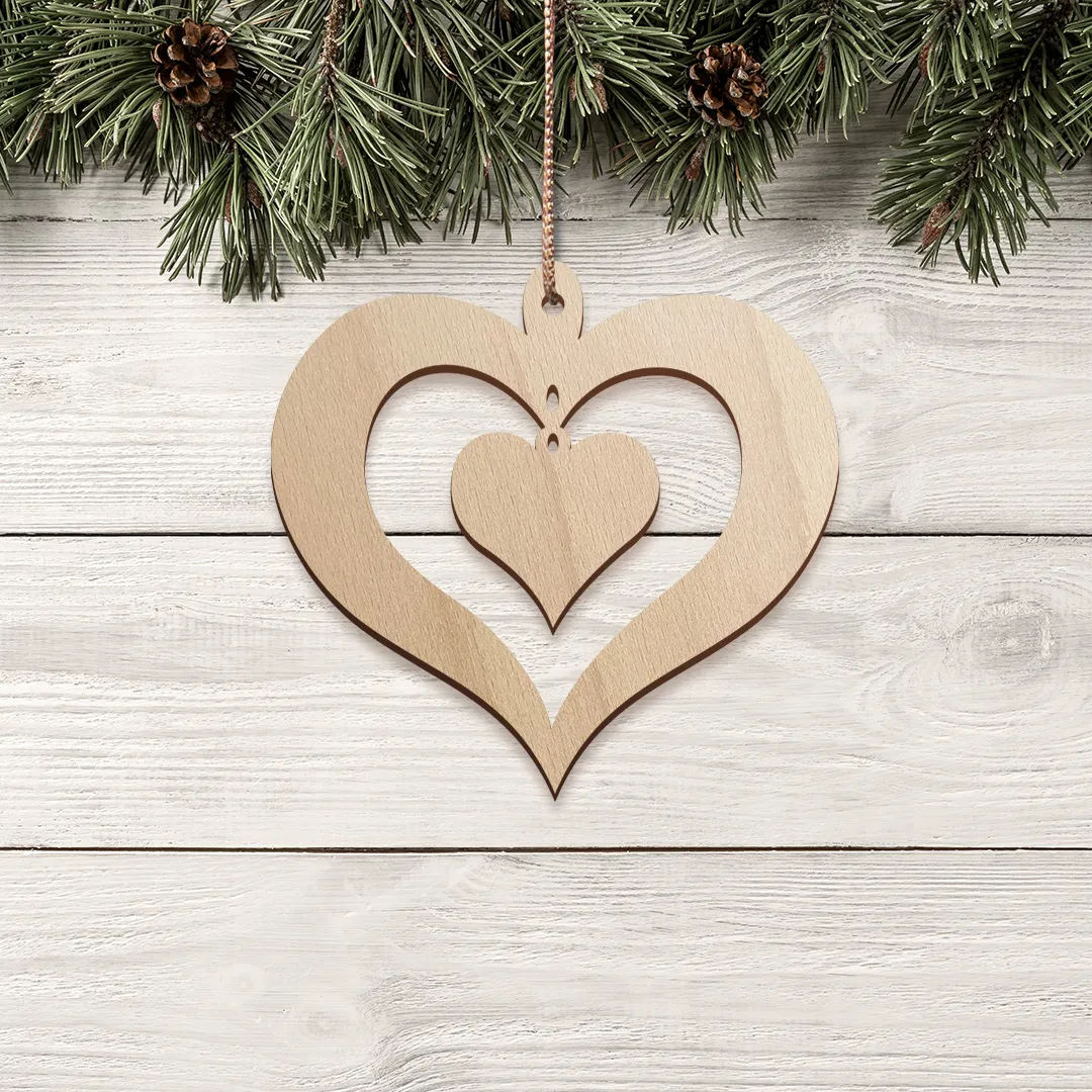 Vianočná drevená ozdoba Srdce