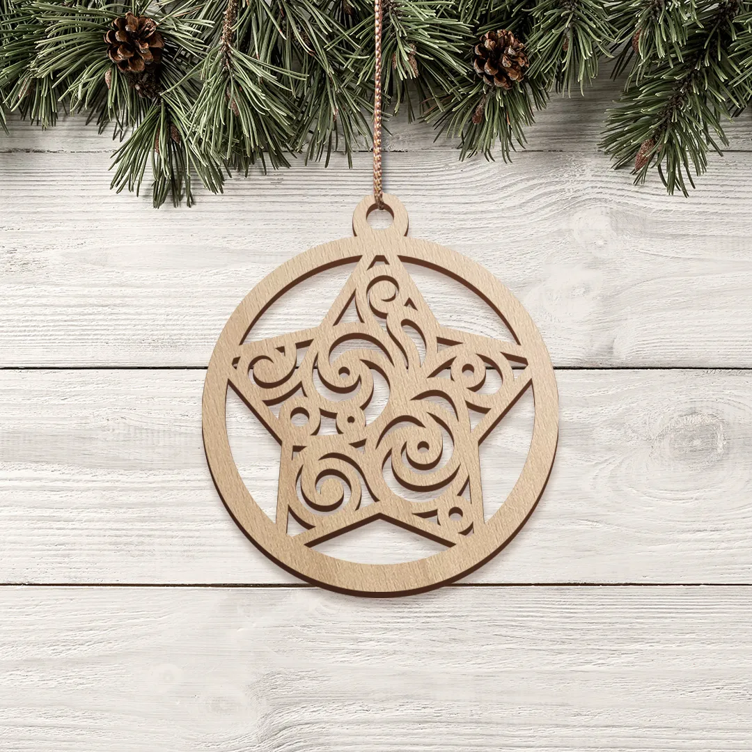 Vianočná drevená ozdoba s hviezdou