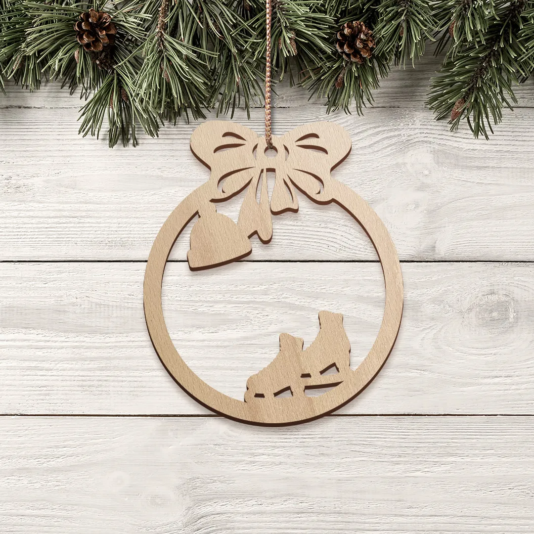 Vianočná drevená ozdoba s korčulami