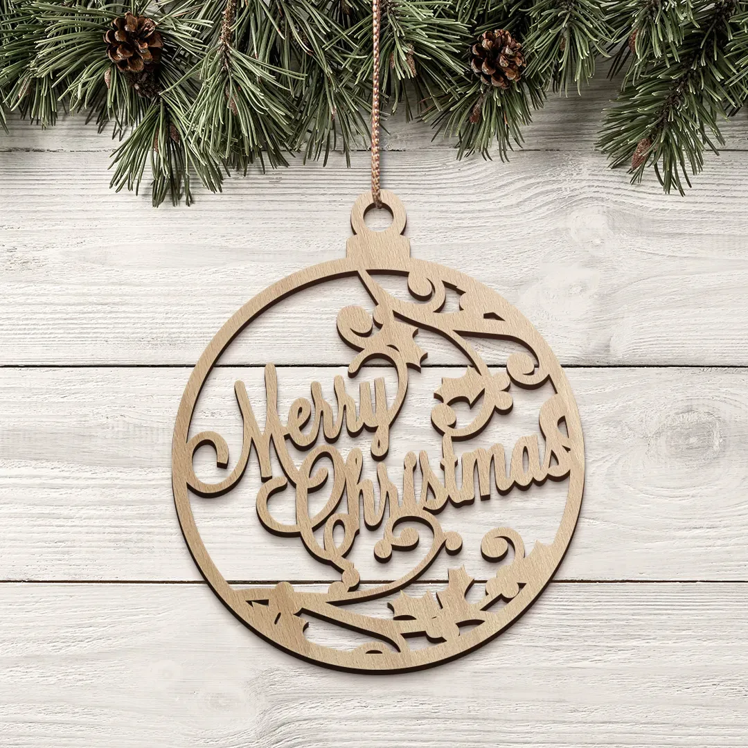 drevená vianočná ozdoba merry christmas