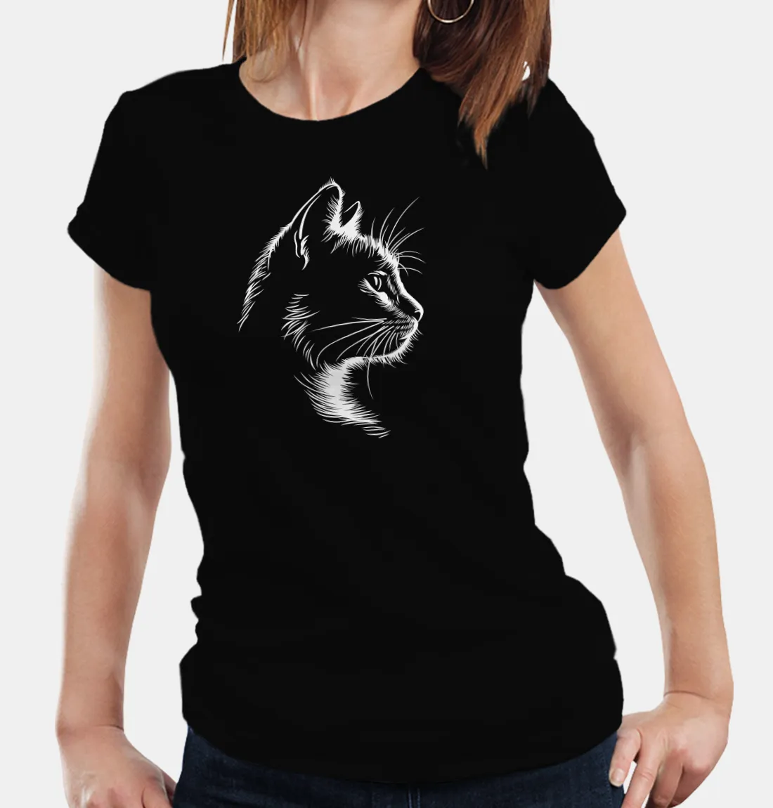 silueta mačka tričko